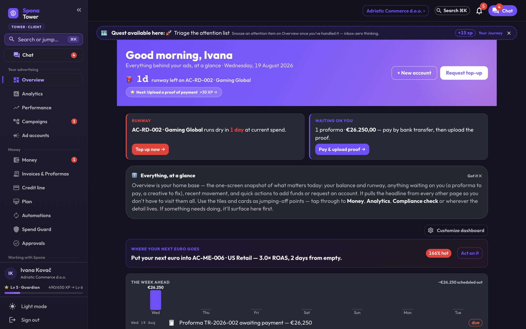 Earlier Full-view interface: advanced overview with wallet and account analysis.